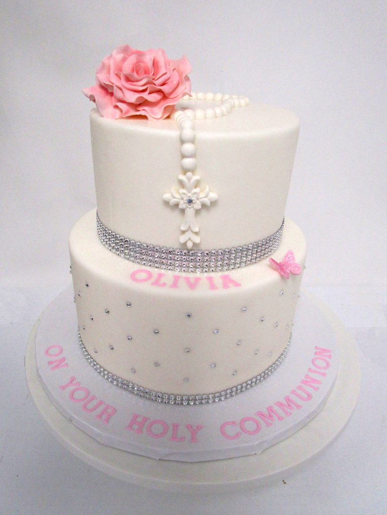 2-Tiered-White-Rosary-Diamond-Pearl-Cake