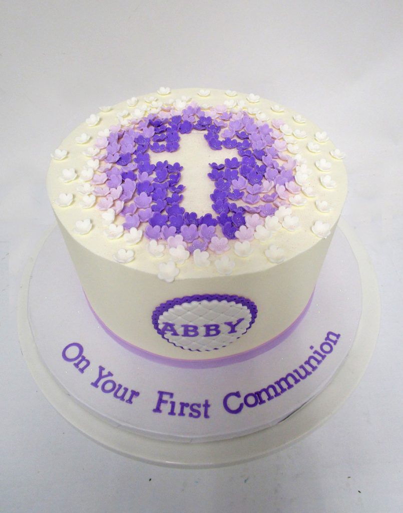 Purple-Floral-Cut-Out-Cross-Cake